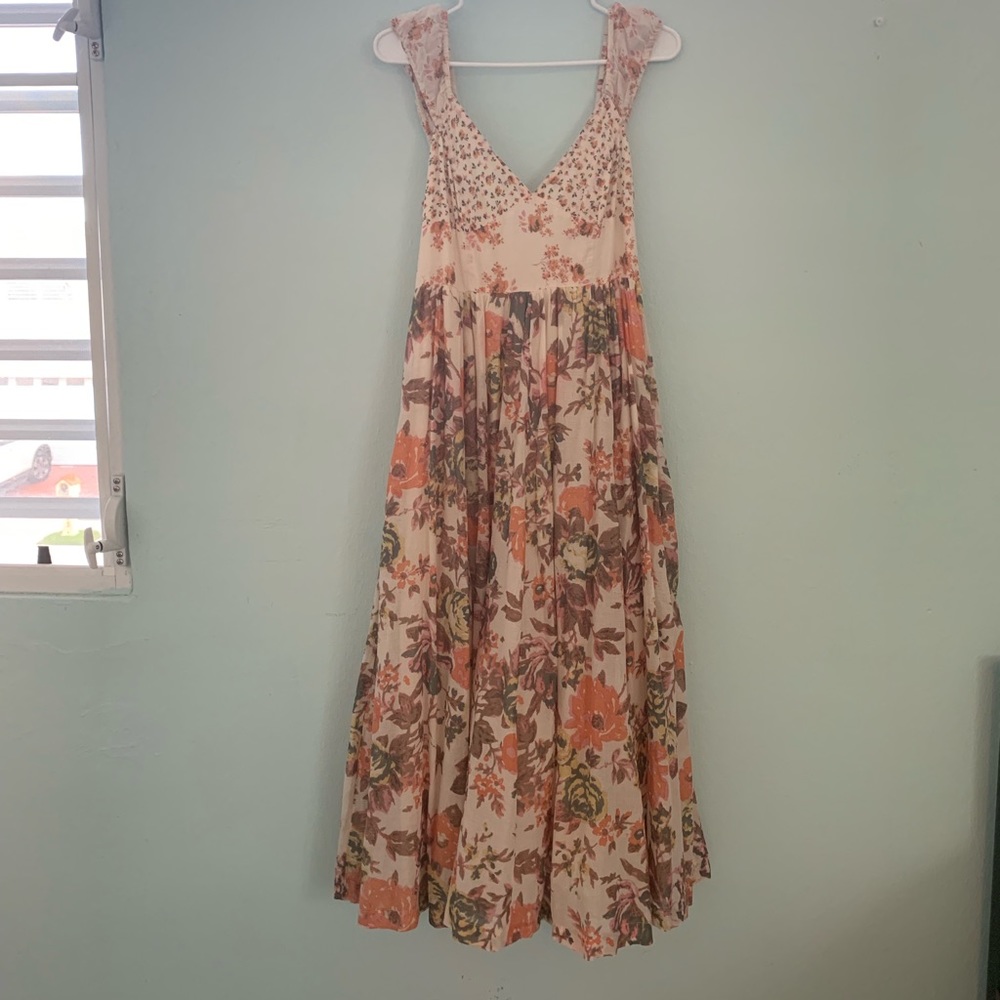 Free People Beige Dress with Flowers